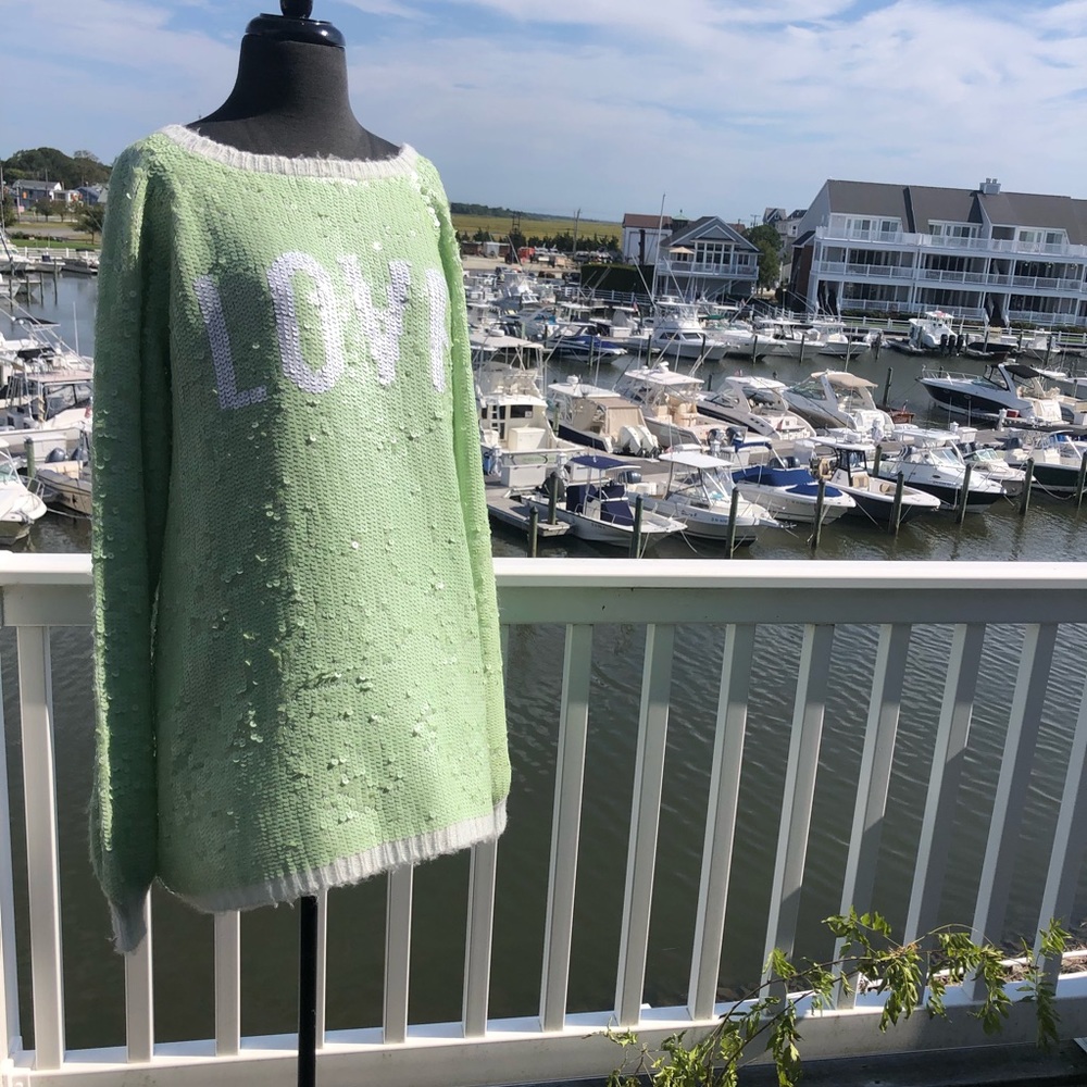 Wildfox RARE LOVE White Label Sequin Sweater Small